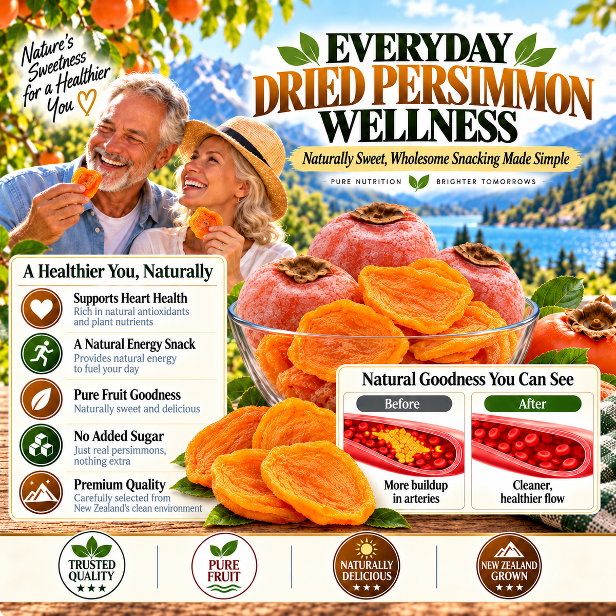 🍊Dried Persimmon — Naturally Sweet Support for Heart  Joint & Digestive Wellnes-XA