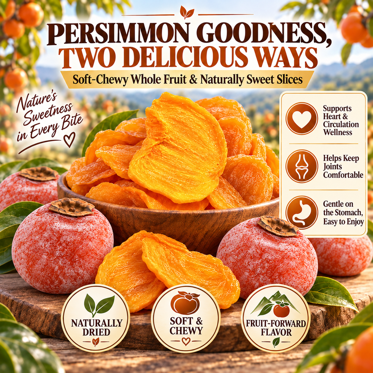 ❤️Dried Persimmon — Naturally Sweet Support for Heart, Joint & Digestive Wellness-XA